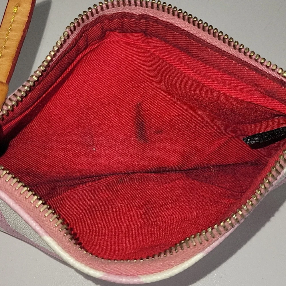 Dooney & Bourke Pink and White Chevron Leather  Wallet